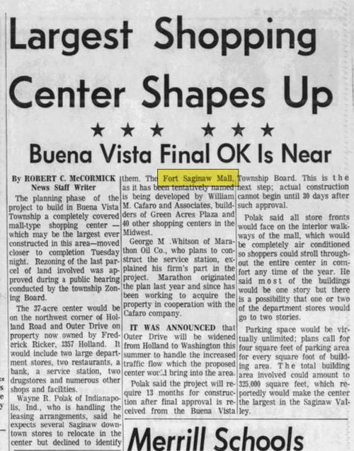 Fort Saginaw Mall - May 20 1964 Article (newer photo)